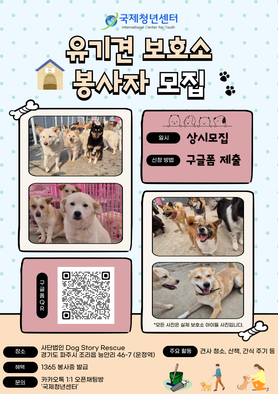 1365 파주 운정역 유기견 보호소 봉사자 모집